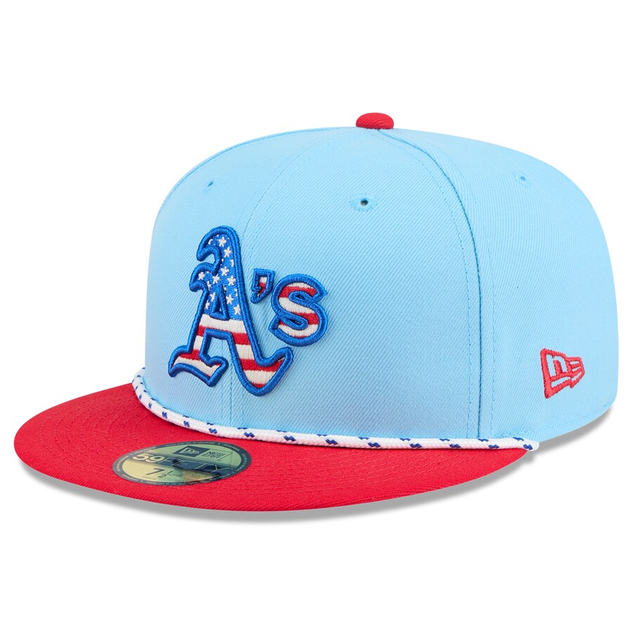 MLB アスレチックス キャップ 【海外版】2025 独立記念日 Fourth of July 59FIFTY Fitted ニューエラ/New Era ライトブルー レッド