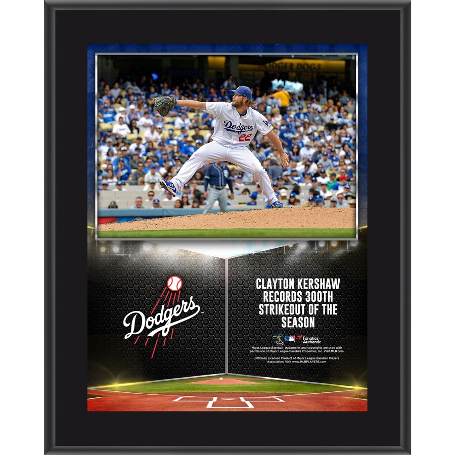 MLB クレイトン・カーショー ドジャース シーズン300奪三振達成 Sublimated Plaque 10.5'' x 13'' Fanatics Authentic