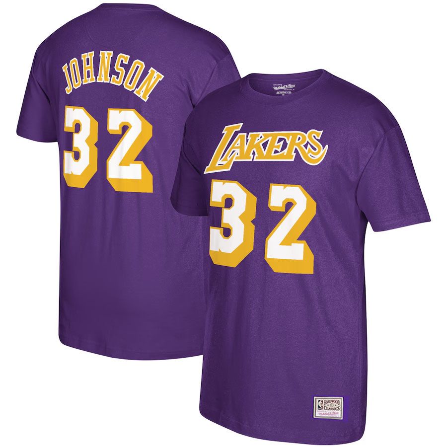 NBA マジック・ジョンソン レイカーズ Tシャツ CLASSIC ネーム＆ナンバー TEE ミッチェル＆ネス/Mitchell & Ness パープル