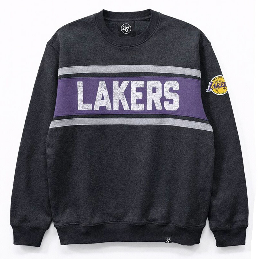 NBA レイカーズ スウェット 【現地買付】Horizontal Stripes クルーネック SweatShirt 47 Brand ヘザーグレー