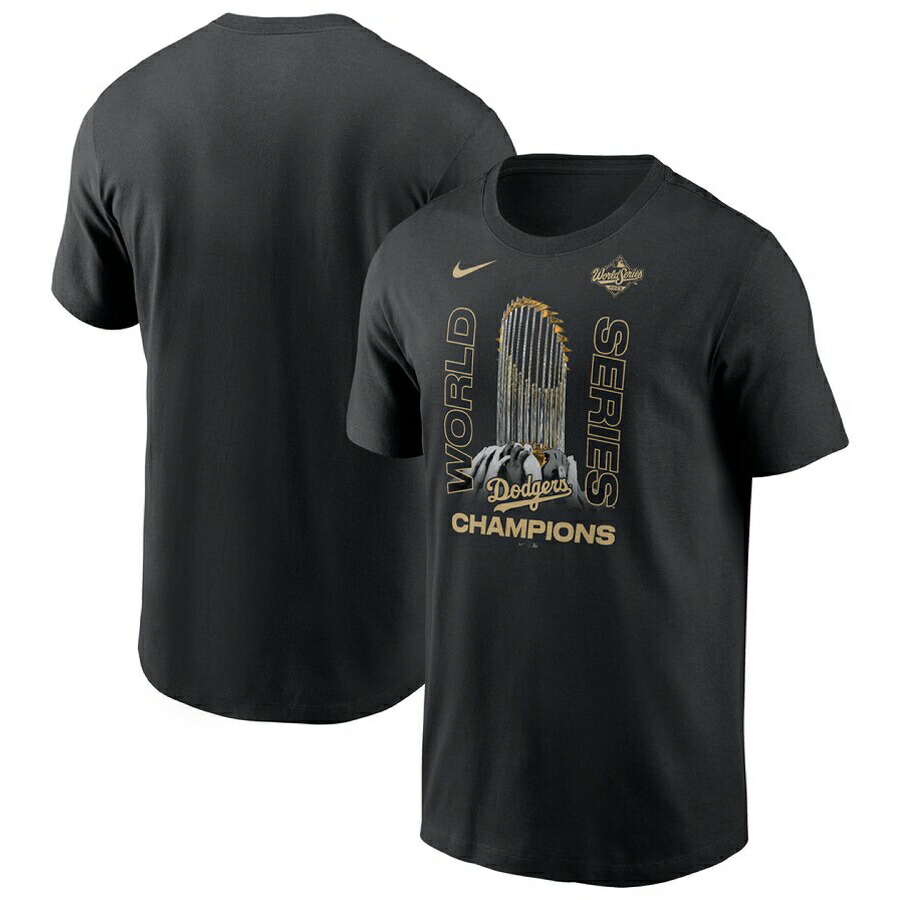 MLB ドジャース プルオーバー 【外国でひな型】世界続きもの2025勝ちえる不死化 Raise The Trophy T-Shirt 賞 ナイキ/Nike 黒いこと