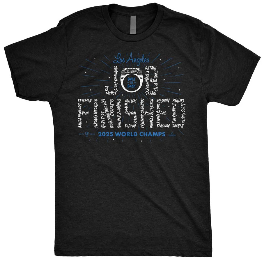 MLB ドジャース Tシャツ ワールドシリーズ2025優勝記念 Job Finished T-Shirt RotoWear ブラック