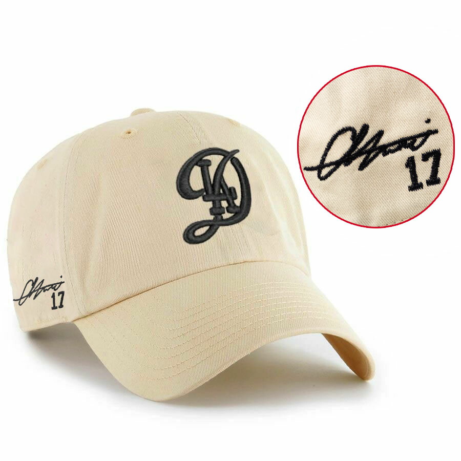 MLB 大谷翔平 ドジャース キャップ 【海外カスタム】シティーコネクト Clean Up Cap サイン刺繍 47Brand アイボリー|MLB.NBAグッズショップ SELECTION