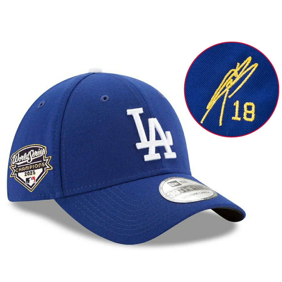 MLB 山本由伸 ドジャース キャップ 【海外カスタム】ワールドシリーズ2025優勝記念 39THIRTY Flex サイン刺繍 ニューエラ/New Era｜MLB.NBAグッズショップ　SELECTION