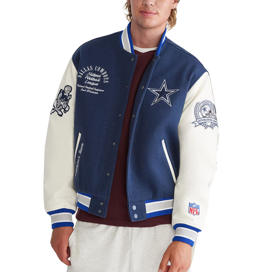 NFL カウボーイズ ジャケット 【現地買付】ウルトラゲーム Varsity バーシティー スタジャン Ultra Game ネイビー
