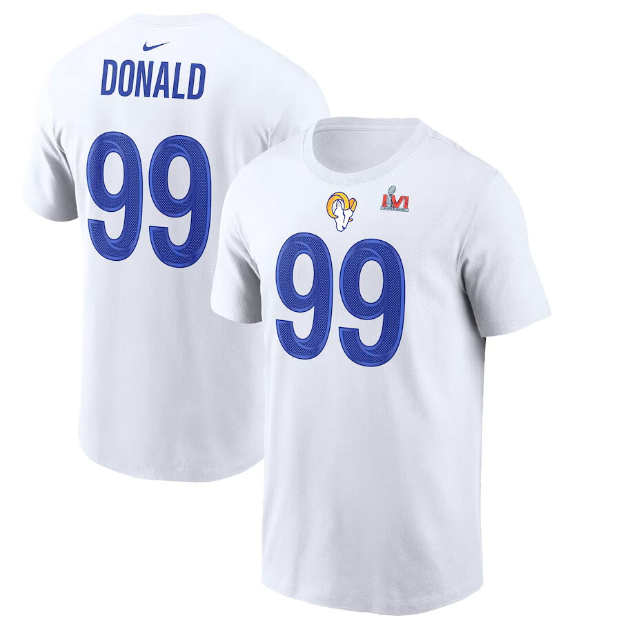 NFL アーロン・ドナルド ラムズ Tシャツ 第56回スーパーボウル 優勝記念 ネーム＆ナンバー ナイキ/Nike ホワイト