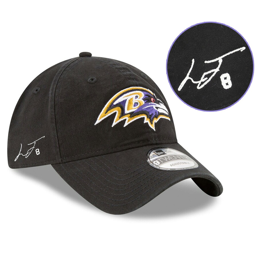 NFL ラマー・ジャクソン レイブンズ キャップ 海外カスタム サイン刺繍 Core Classic 9TWENTY Adj ニューエラ/New Era ブラック