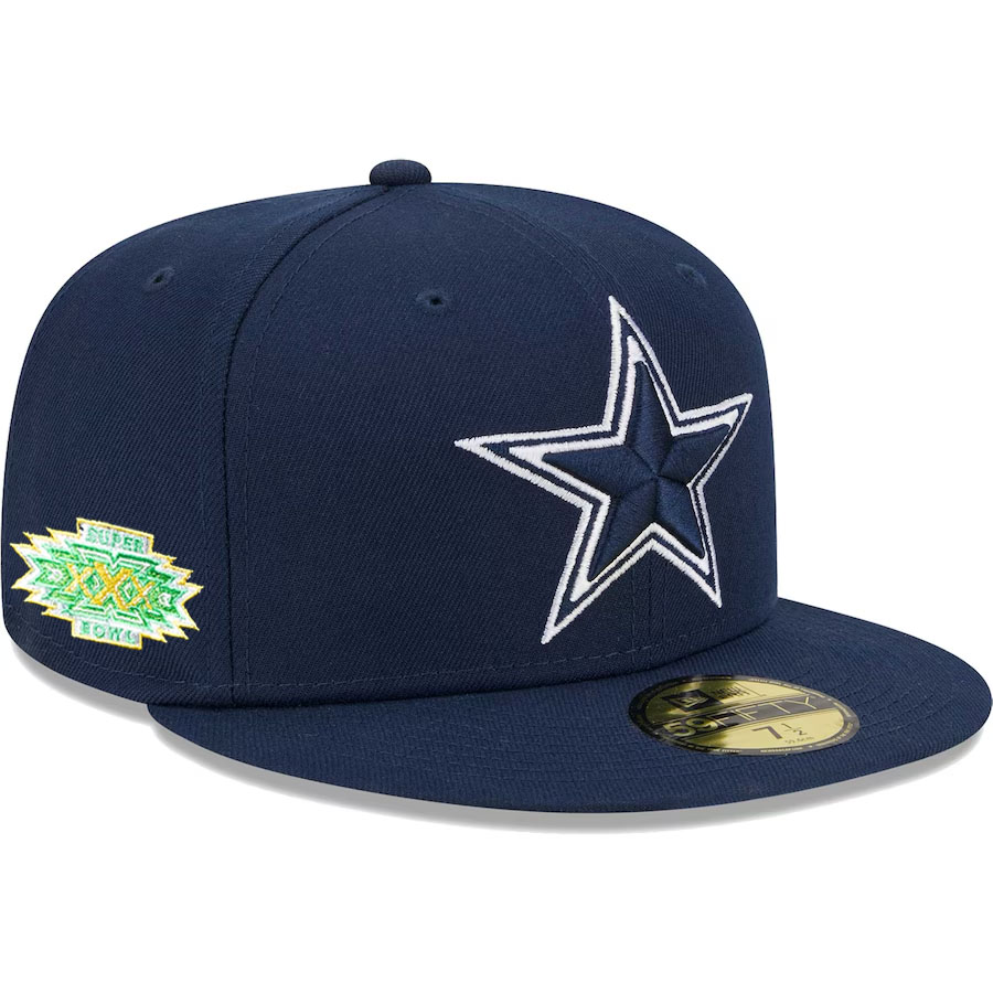 NFL カウボーイズ キャップ 【現地買付】第30回スーパーボウル Side Patch 59FIFTY Fitted Cap ニューエラ/New Era ネイビー｜MLB.NBAグッズショップ　SELECTION