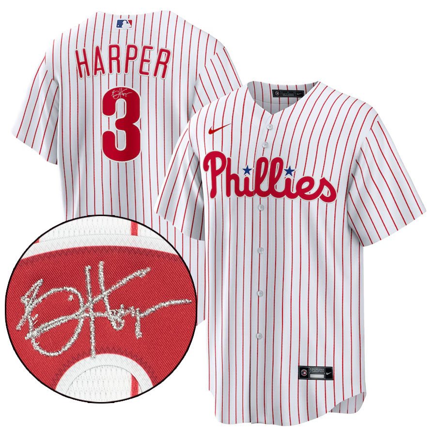 MLB ブライス・ハーパー フィリーズ ユニフォーム 【海外カスタム】レプリカユニフォーム Jersey サイン刺繍 ナイキ/Nike ホワイト