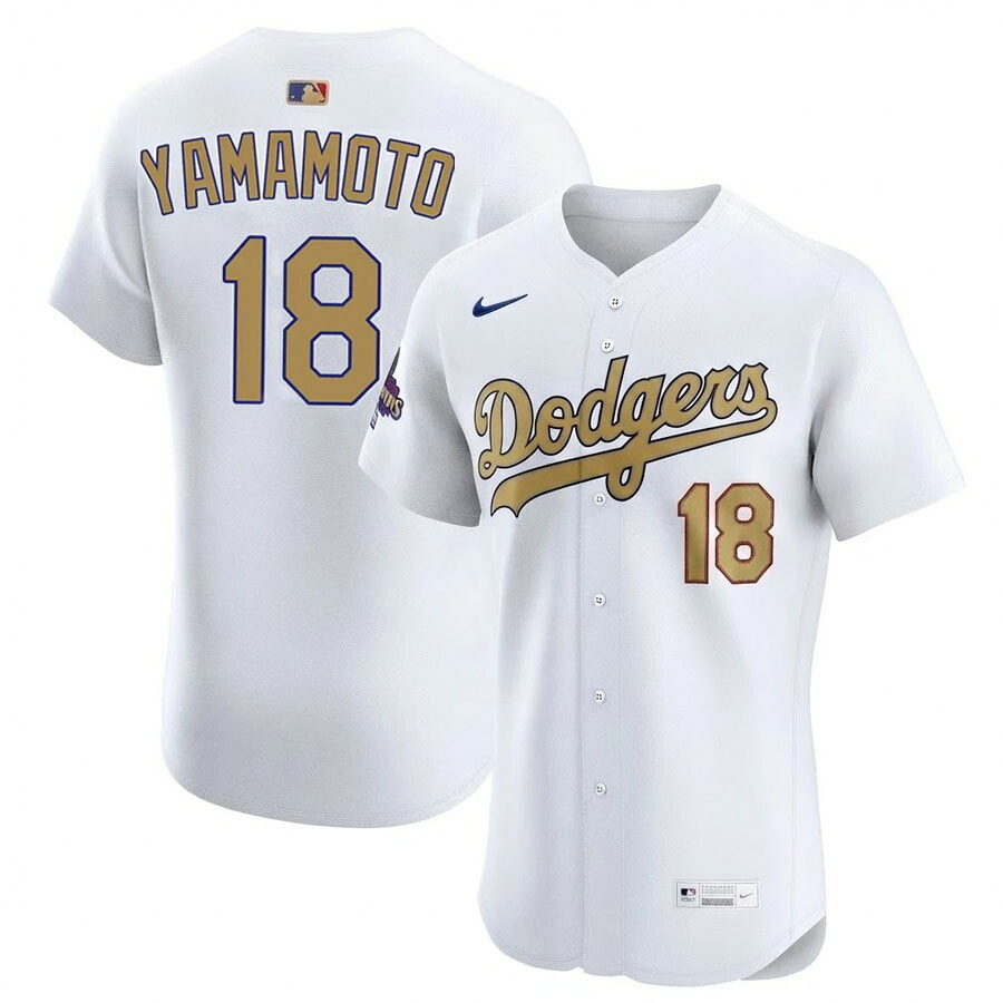 MLB 山本由伸 ドジャース 制服 WS2024勝ちとる ゴールド寄せあわせ エリート オーセンティック ナイキ/Nike ゴールド