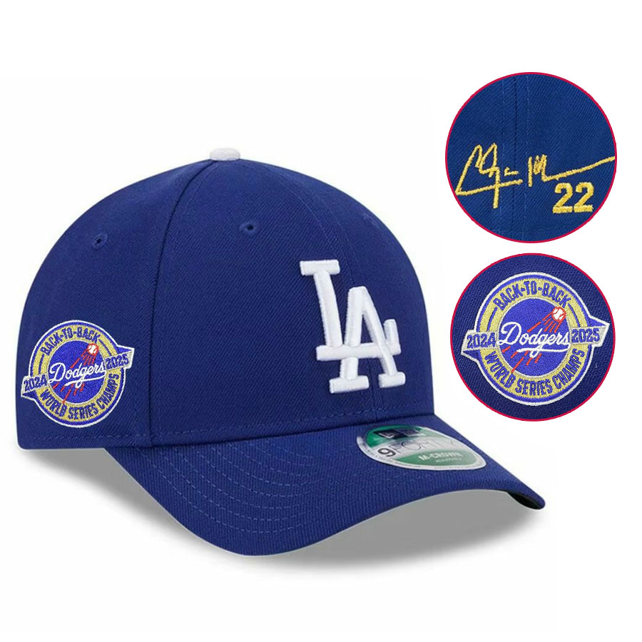 MLB カーショー ドジャース キャップ 【海外カスタム】2024-2025 ワールドシリーズ優勝 連覇 サイン刺繍 9FORTY ニューエラ/New Era