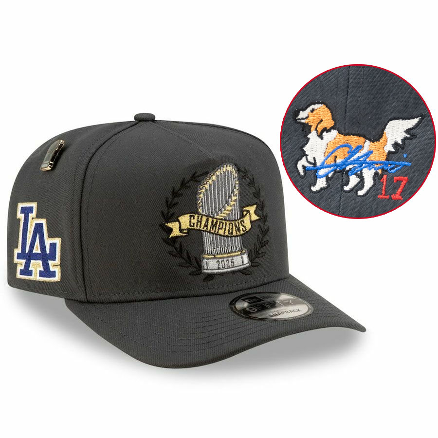 MLB 大谷翔平 ドジャース キャップ デコピン ワールドシリーズ2025優勝 ロッカールーム パレード 9FIFTY サイン刺繍 ニューエラ/New Era｜MLB.NBAグッズショップ　SELECTION