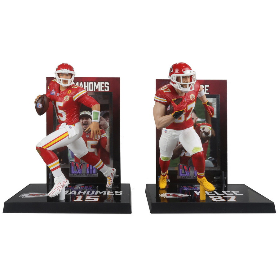 NFL パトリック・マホームズ トラビス・ケルシー チーフス 図形 2体書き割り Posed Figure マクファーレン Mc Farlane 赤いこと