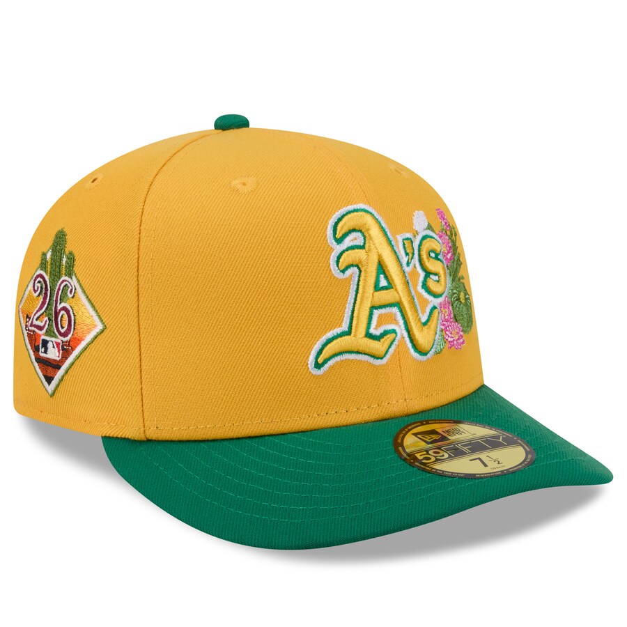 MLB Athletics キャップ 【海外モデル】2026 スプリングトレーニング 59FIFTY Pre Curved プレカーブ ニューエラ/New Era ゴールド グリーン