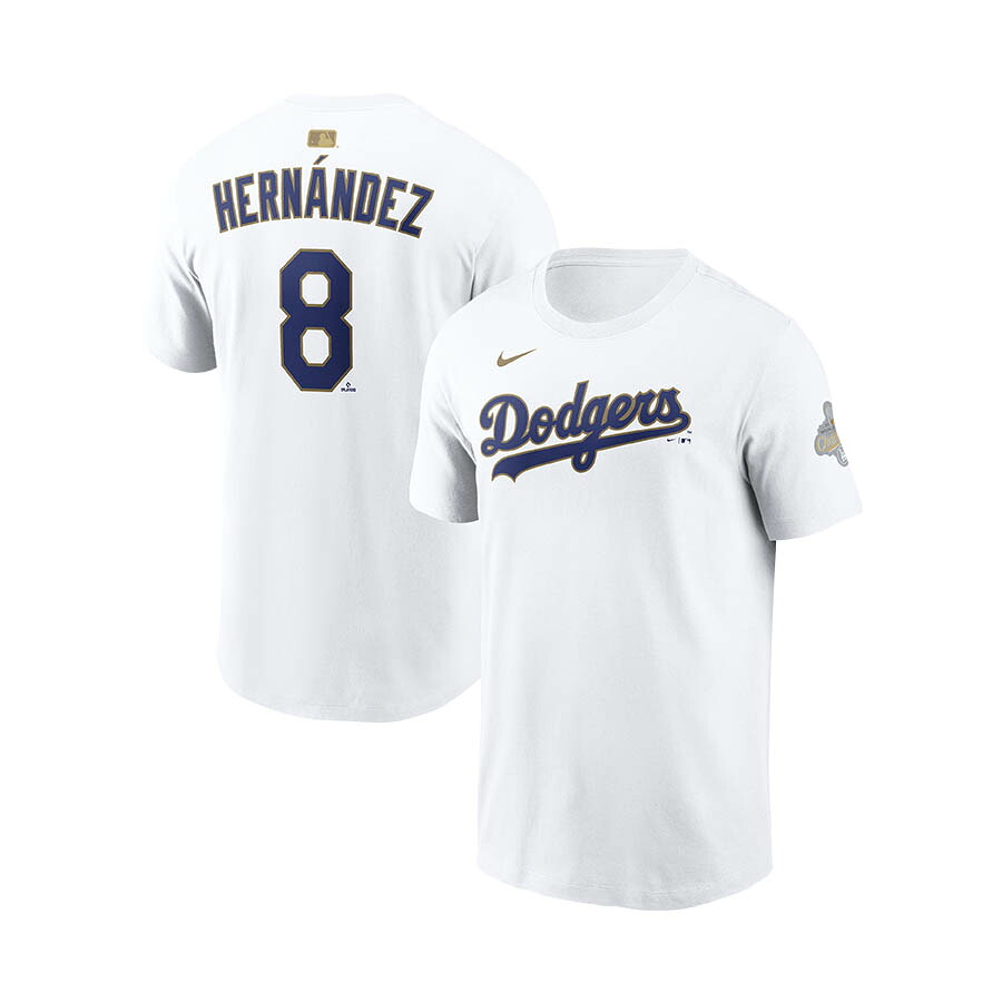MLB エンリケ・ヘルナンデス キケ ドジャース Tシャツ 【海外モデル】WS2025優勝 ゴールドコレクション ネーム&ナンバー ナイキ/Nike ホワイト|MLB.NBAグッズショップ SELECTION
