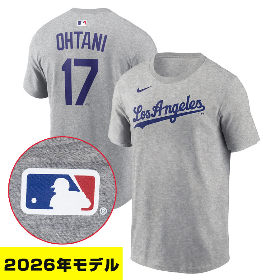 MLB 大谷翔平 ドジャース プルオーバー 【2026年青写真】名まえ＆電話番号 ナイキ/Nike うす暗い薄墨色(Los Angeles)