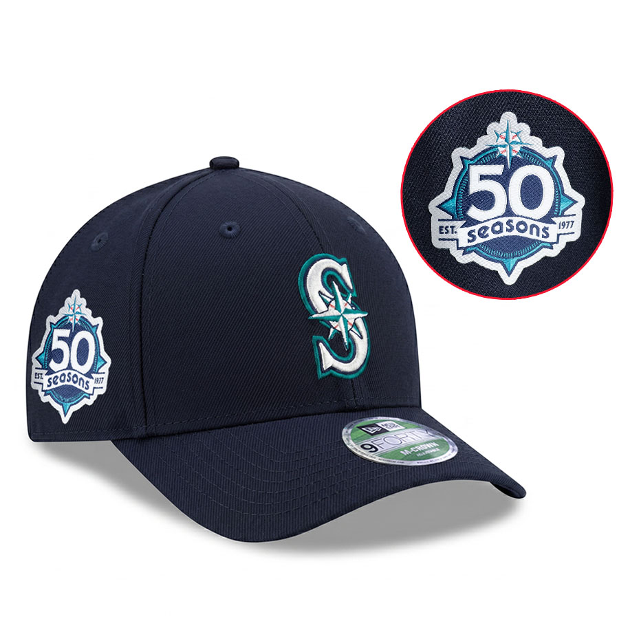 MLB マリナーズ キャップ 【海外モデル】50周年記念 パッチ 9FORTY M-Crown Adjustable Hat ニューエラ/New Era Game (ネイビー)|MLB.NBAグッズショップ SELECTION