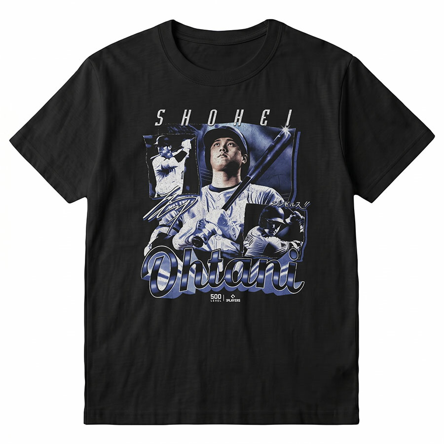 MLB 大谷翔平 ドジャース ティーシャツ D Grunge WHT Tee 500Level 黒いこと