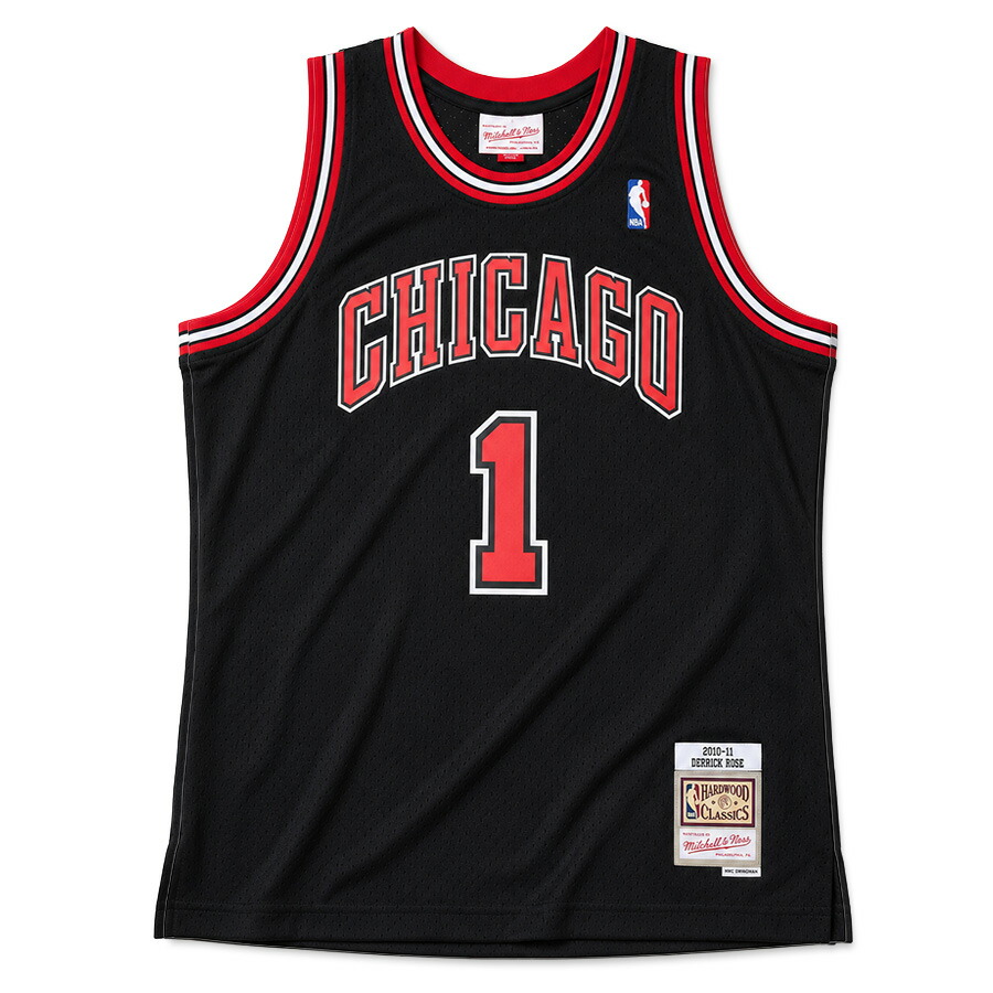 NBA デリック・ローズ 風の強い町・ブルズ 制服 刷り直す スウィングマン Jersey 10-11季節真似形 ミッチェル＆ネス/Mitchell \u0026 Ness 黒いこと