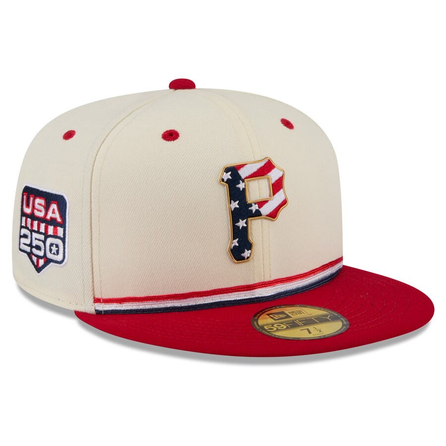 MLB パイレーツ キャップ 【海外モデル】2026 独立記念日 Fourth of July 59FIFTY Fitted Hat ニューエラ/New Era クリーム レッド|MLB.NBAグッズショップ SELECTION