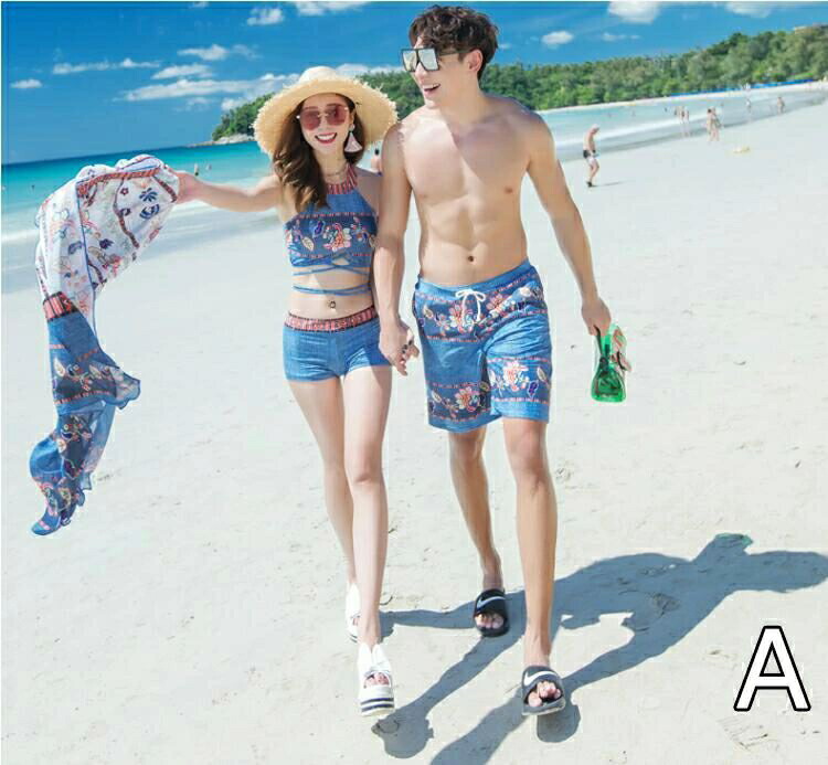 激安 ２色 セットアップ 送料無料 4点セット 水着ペアルック 男性短パンツ+女性3点 ペア水着 ペアルック カップル水着 タンキニ SUMMER 海 リゾート プール COUPLE ビーチ ビキニ 男性 女性 レディース メンズ 水着 夫婦 新婚旅行 恋人 彼氏 彼女 大きいサイズ 裏地付き