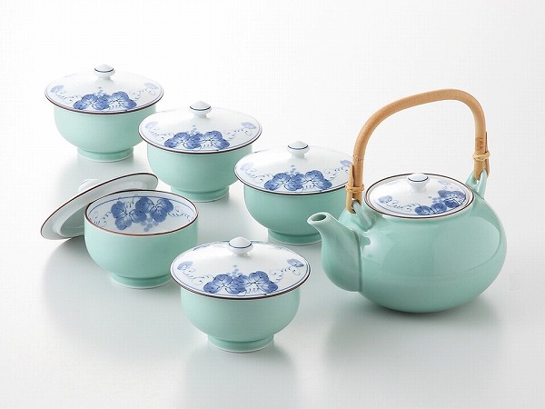 掛分ぶどう M蓋付茶器揃 土瓶×1 汲出×5(31804)【送料無料】 (キッチン、食器、贈答、急須、カップ、湯呑み)