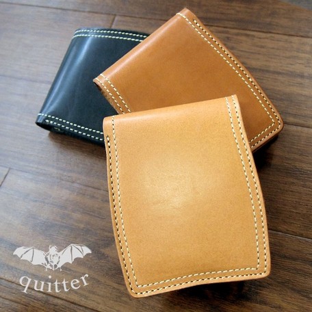 売れ筋品3色展開オイルヌメ革 Wステッチ折財布BOX付ブランド【quitter】 　（QT-065） 【送料無料】（二つ折り財布、ウォレット）（ランキング受賞・二つ折り財布ランキング 4位 、2015/7/7集計日、7/8更新日、デイリー）｜セレクトプラス