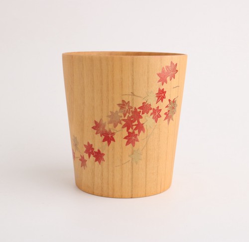 （納期10日程度）≪5個セット≫　秋の情緒を感じるカップ【gold and silver lacquer】wooden/蒔絵カップ紅葉　ナチュラル系 （WK12-momiji） 【送料無料】 （キッチン、食器、カップ、湯呑み）