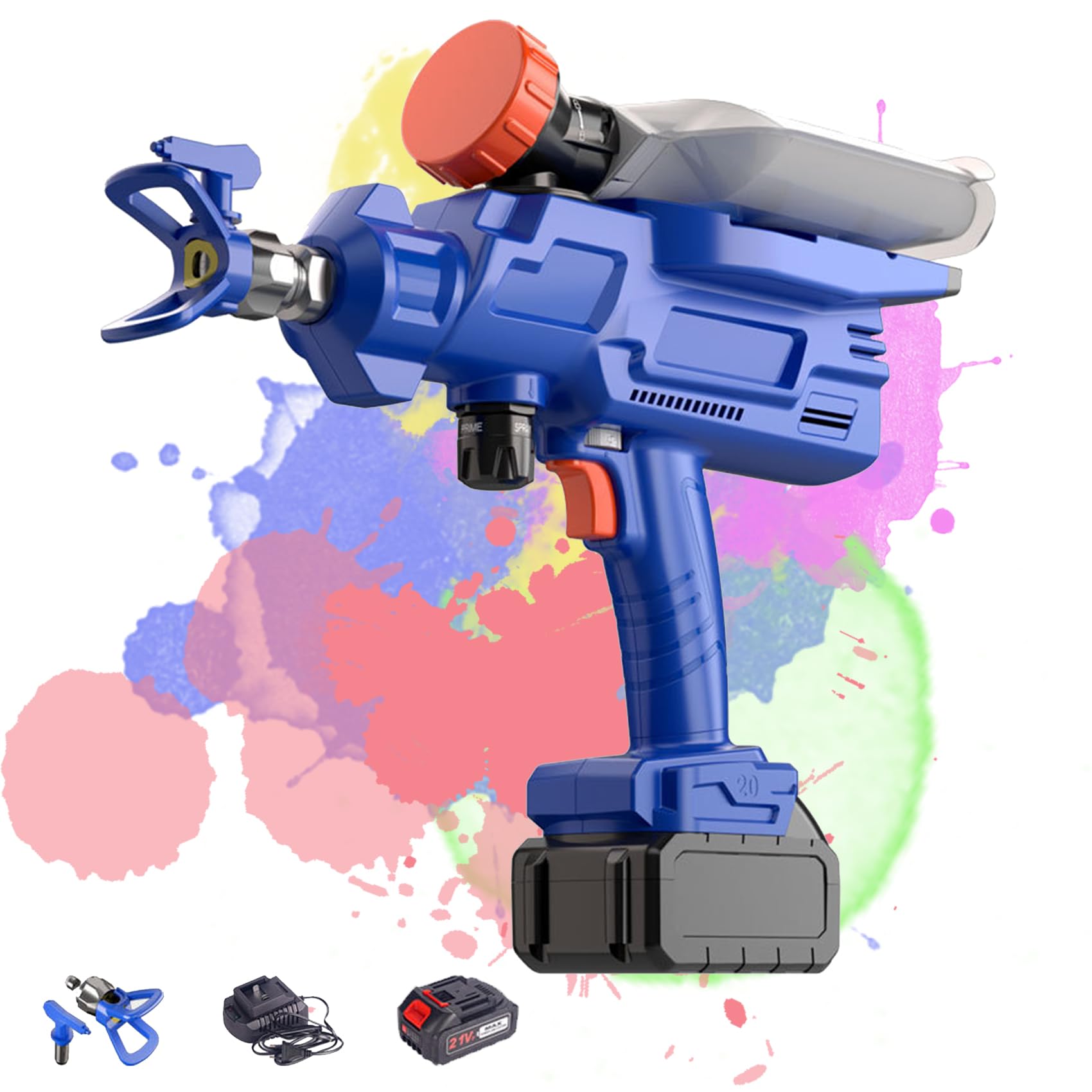 コードレススプレーガン 800W 申し受ける式吹きつける鵞鳥 小型電動ペンキ塗り機 5速合わせる コードレス高圧えの具吹きつける 耐久性があり持ちこたえる 家のペンキ塗り町棲み家用ポータブルエアレスペイントスプレー