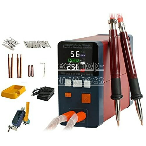 バッテリースポット溶接機 溶接機 バッテリー 0.4mm デュアルパルスー機 19.8/KW コンデンサーエネルギー貯蔵スポット機、18650、14500 リチウムー用アルミニウムニッケルストリップ