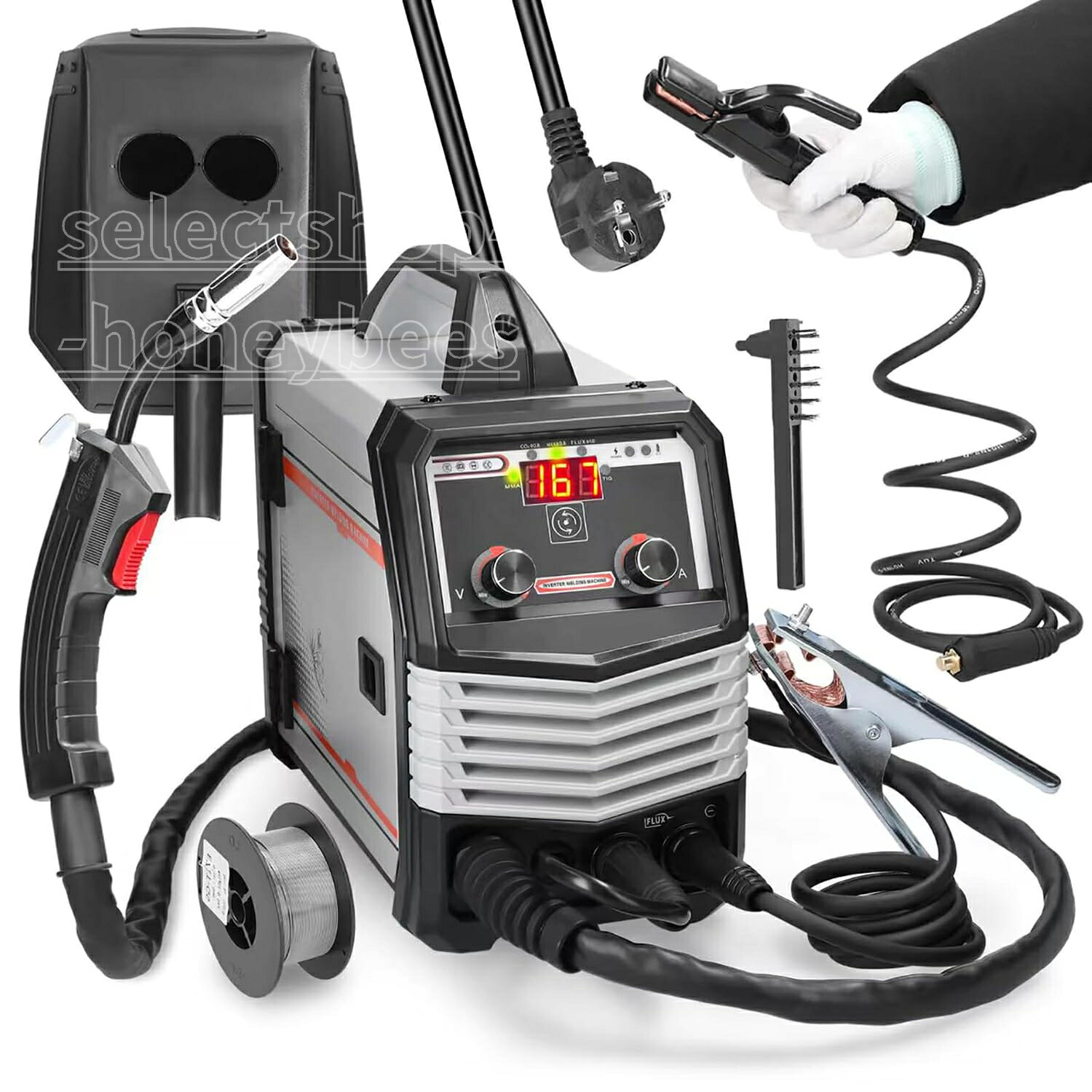 4-in-1 MIG MMA MAG TIG-160C 溶接機、10A 大電流ポータブル電気溶接機デジタル LCD ディスプレイ IGBT インバーター溶接機｜SelectShop-Honeybees 21,144円