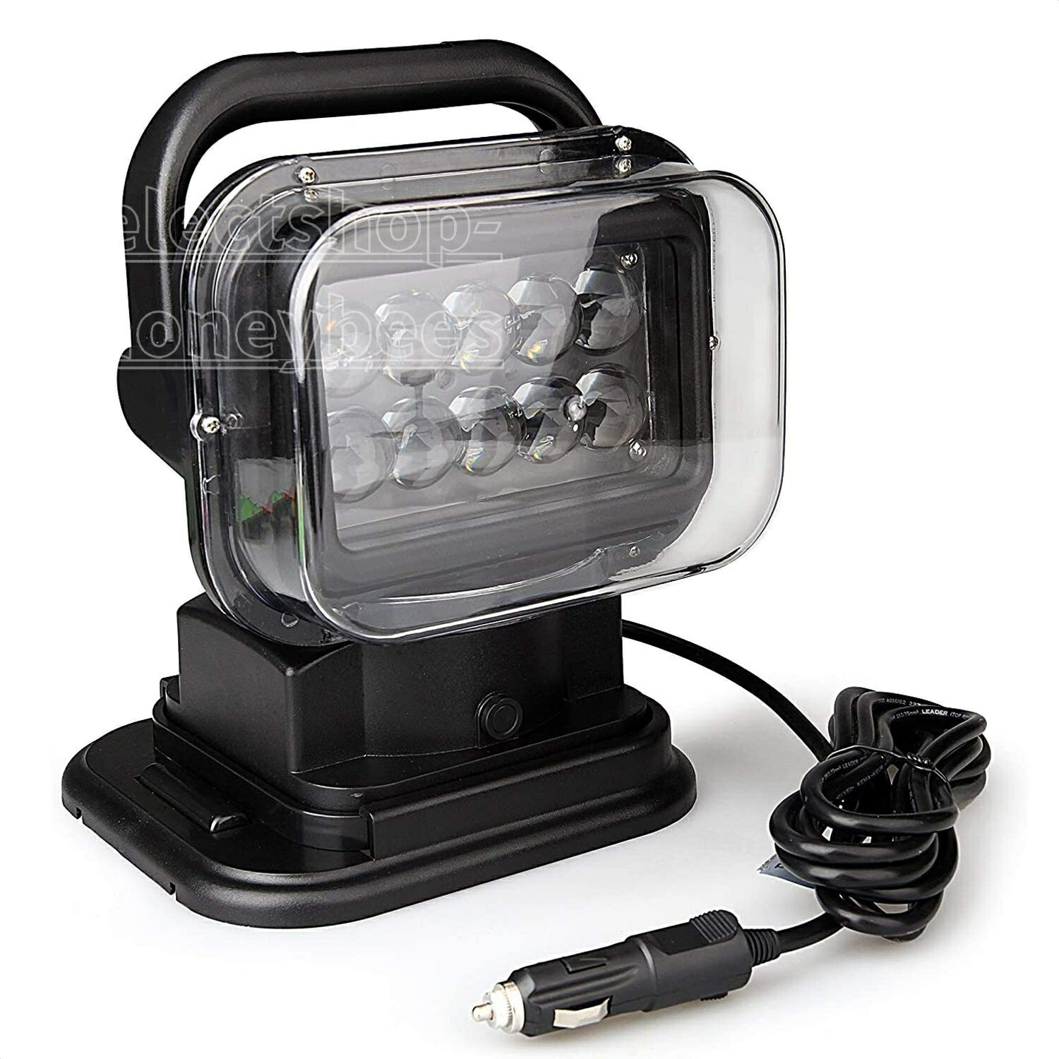 LEDサーチライト 50W 作業灯 ワークライト 6000K 4750LM リモコン付き 遠隔操作 防水IP65 360度回転 角度調整 強力マグネット付き 12V/24V兼用 船舶照明 車外灯 本体ブラック