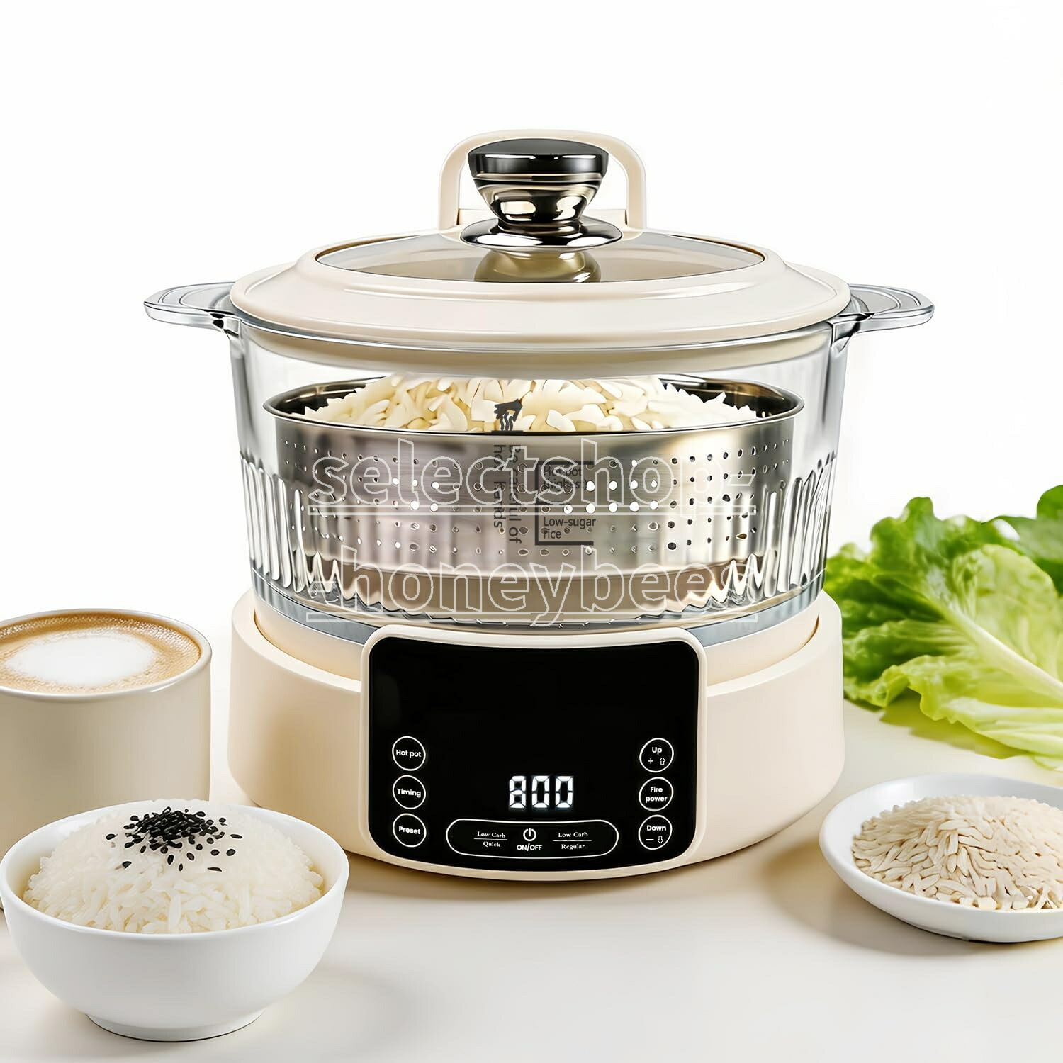 低糖質炊飯器 多役立つこと炊飯器 糖質取りすてる器 思わしいポット自動小銃上げ米吸いもの引きはなつ 3/5L 多役立つことかっこ良い器 糖質取りすてる・取っておくタイマー積み上げる 蒸し器 吸いもの相応う 1～5人用 身寄り用 上げ米/玄米/おかゆ/禾穀類米 5L