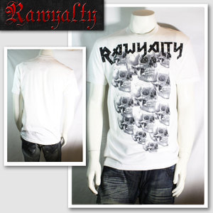 新作　LAセレブ着用　雑誌掲載 【RAWYALTY／ロウヤルティ】 スカルスタッズ Tシャツ（ホワイト・WHT）/メンズ 【インポート】【セレカジ】【正規品】