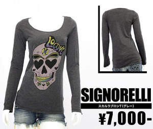 【SIGNORELLI/シグノレリ】 ラブスカルロンT（グレー・GRY）/レディース 【インポート】【セレカジ】【正規品】