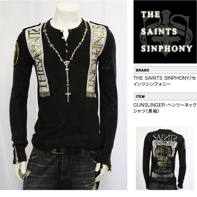 【THE SAINTS SINPHONY/セインツシンフォニー】GUNSLINGER・ヘンリーネックシャツ(長袖・ブラック・BLK)/メンズ【インポート】【セレカジ】【正規品】 【THE SAINTS SINPHONY/セインツシンフォニー】GUNSLINGER・ヘンリーネックシャツ(長袖・ブラック・BLK)/メンズ【インポート】【セレカジ】【正規品】