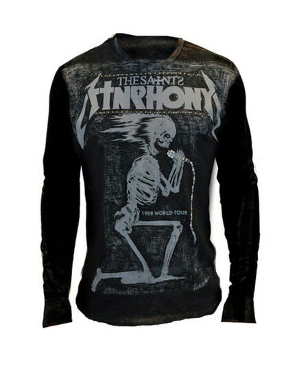 【THE SAINTS SINPHONY/セインツシンフォニー】 SAINTS PRAYER・Tシャツ（長袖・スカル・ブラック・BLK）/メンズ 【インポート】【セレカジ】【正規品】