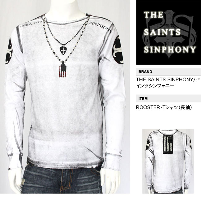 【THE SAINTS SINPHONY/セインツシンフォニー】 ROOSTER・Tシャツ（長袖・ホワイト・WHT）/メンズ 【インポート】【セレカジ】【正規品】
