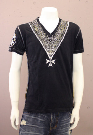 【THE SAINTS SINPHONY/セインツシンフォニー】 ALL OF THE BUFFALO・Tシャツ（半袖・Vネック・ブラック・BLK）/メンズ 【インポート】【セレカジ】【正規品】