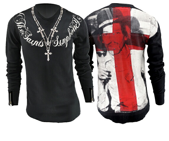 新作　LAセレブ着用　雑誌掲載 【THE SAINTS SINPHONY/セインツシンフォニー】 HOLY GHOST・Tシャツ（長袖・ブラック・BLK）/メンズ 【インポート】【セレカジ】【正規品】