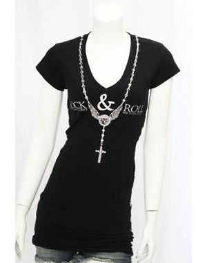 【THE SAINTS SINPHONY/セインツシンフォニー】KENNEDY・上衣（半袖・黒いこと・BLK）/レディース【輸入物】【セレカジ】【置き目品】