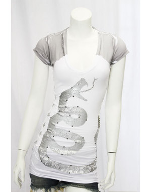 【THE SAINTS SINPHONY/セインツシンフォニー】THE GAMBLER・上衣（半袖・白いこと・WHT）/レディース【輸入物】【セレカジ】【置き目品】