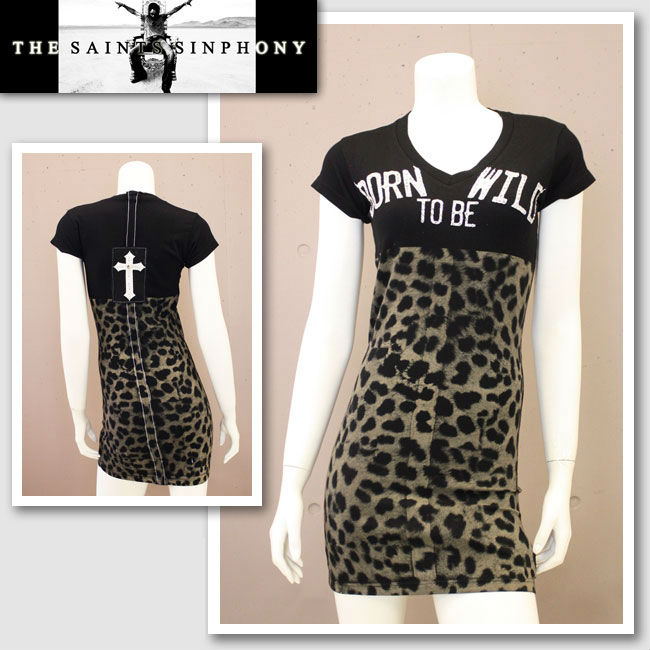 【THE SAINTS SINPHONY/セインツシンフォニー】CHEETAH・上衣（半袖・黒いこと・BLK）/レディース【輸入物】【セレカジ】【置き目品】