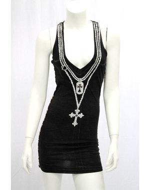 【THE SAINTS SINPHONY/セインツシンフォニー】SEX ON FIRE・上衣（ノースリーブ・黒いこと・BLK）/レディース【輸入物】【セレカジ】【置き目品】