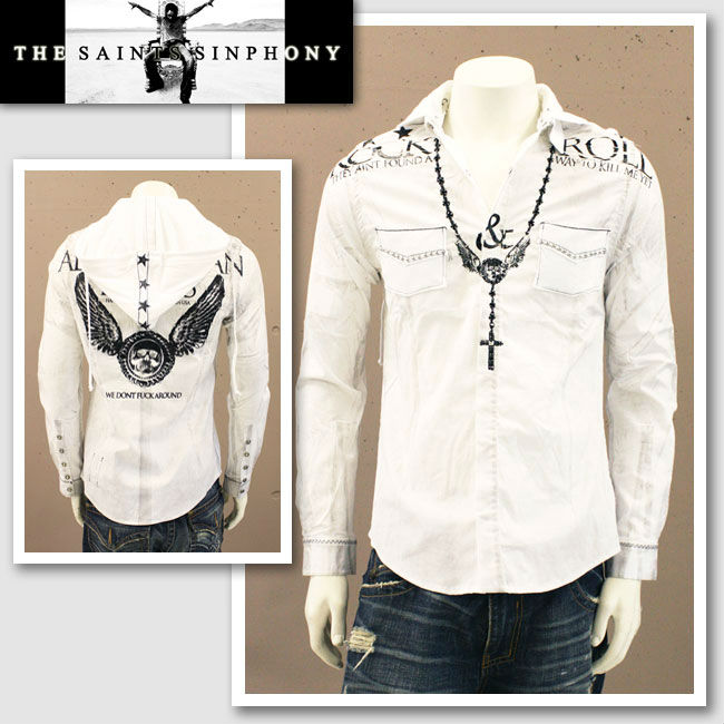 【THE SAINTS SINPHONY/セインツシンフォニー】NIXON・フード付きボタンアップシャツ（長袖・ホワイト・WHT）/メンズ【インポート】【セレカジ】【正規品】｜セレクトショップMOMO