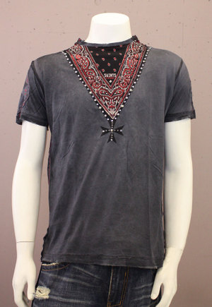 【THE SAINTS SINPHONY/セインツシンフォニー】 CHASING THE TIGER・Tシャツ（半袖・CREWネック・グレー・GRY）/メンズ 【インポート】【セレカジ】【正規品】