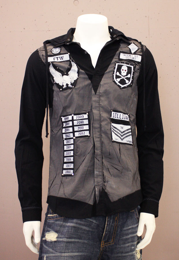 【THE SAINTS SINPHONY/セインツシンフォニー】KING COBRA・フード付きボタンアップシャツ(長袖・ブラック・BLK)/メンズ【インポート】【セレカジ】【正規品】|セレクトショップMOMO