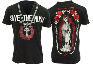 【THE SAINTS SINPHONY/セインツシンフォニー】 MERLOT・Tシャツ（半袖・Vネック・ブラック・BLK）/メンズ 【インポート】【セレカジ】【正規品】
