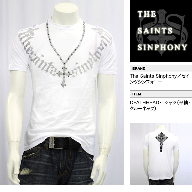 【THE SAINTS SINPHONY/セインツシンフォニー】 DEATHHEAD・Tシャツ（半袖・クルーネック・ホワイト・WHT）/メンズ 【インポート】【セレカジ】【正規品】