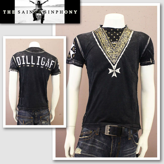 【THE SAINTS SINPHONY/セインツシンフォニー】 ALL OF THE BUFFALO・Tシャツ（半袖・CREWネック・ブラック・BLK）/メンズ 【インポート】【セレカジ】【正規品】